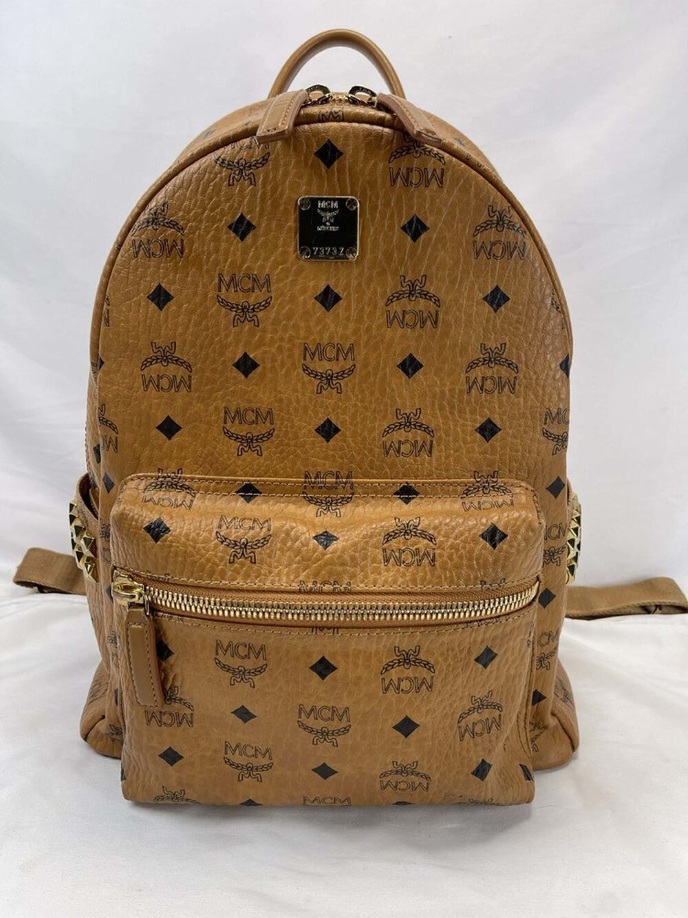 MCM Stark Side Studs Backpack in Visetos Cognac Monogram SPB-JB 362958